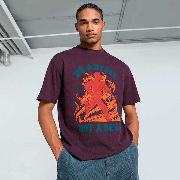 GRAPHICS "Rebel" Men's Relaxed Fit Tee, Midnight Plum, extralarge-IND